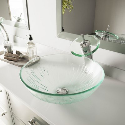 VIGO Icicles Glass Vessel Bathroom Sink 