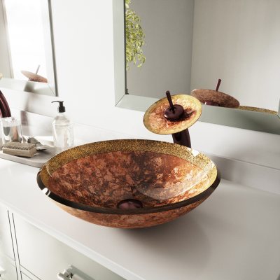 VIGO Janus Glass Vessel Bathroom Sink 