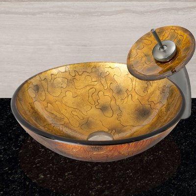 VIGO Copper Shapes Glass Vessel Bathroom Sink 