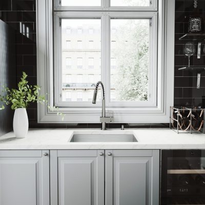 VIGO Undermount Stainless Steel Kitchen Sink, Faucet and Dispenser 