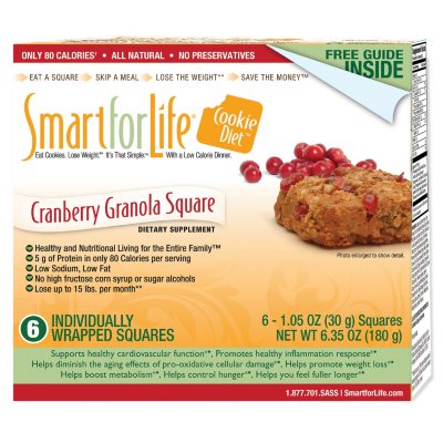 Smart for Life Cookie Diet 7-Day Meal Replacements Cranberry Granola Squares - 42 ct.