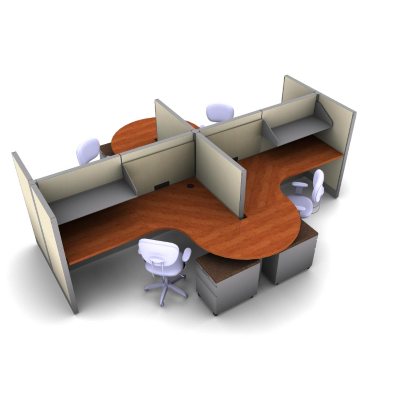 SNAP!Office 4-Person Task Cubicle - Gap Swing Color Combo