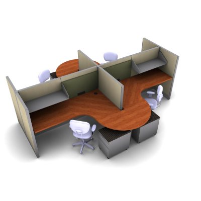 SNAP!Office 4-Person Task Workstation - Urban Jungle Color Combo