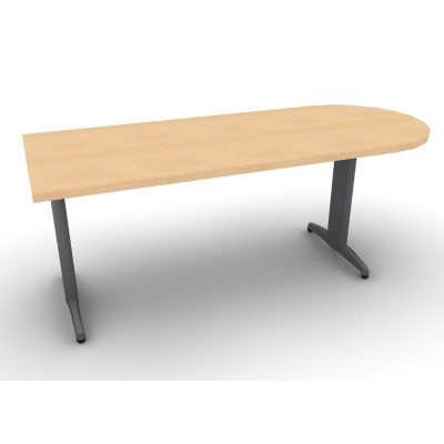 SNAP!Office Peninsula "D" Desk - Aluminum Gray & Amber Maple Top