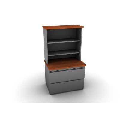 SNAP!Office Filenza with Bookcase - Aluminum Gray & Blossom Cherrywood Top