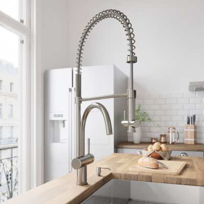 VIGO Stainless Steel Pull-Down Spray Kitchen Faucet with Soap Dispenser 