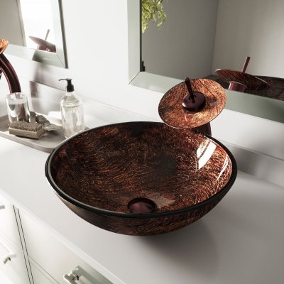 VIGO Kenyan Twilight Glass Vessel Bathroom Sink 