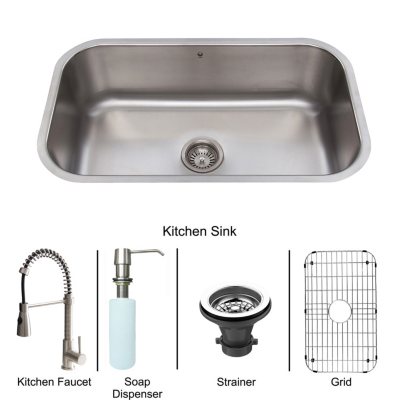 VIGO All in One 30in VIGO Undermount Stainless Steel Kitchen Sink and Faucet Set 