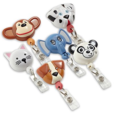 IDVille Animal Shaped Badge Reels, 12 Pack