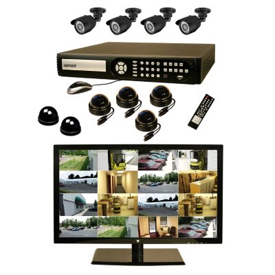 Piczel 7012 16 CH Surveillance System with 1TB Hard Drive, 22” LED Monitor, 8 High Res Cameras, E-Mail, & 3G Monitoring