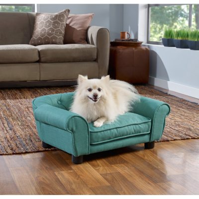 Enchanted Home Pet Sydney Teal Linen Tufted Pet Sofa