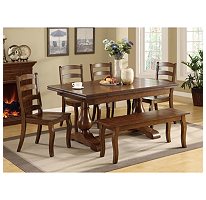Hampton 6 Piece Dining Set with Rich Multi-step Distressed Oak Finish