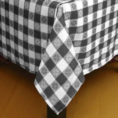 Black & White Floral Check Tablecloth - 6 pk.