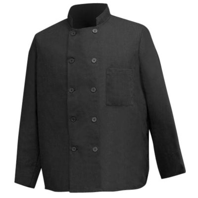 Professional 10-Button Chef's Coat - Black
