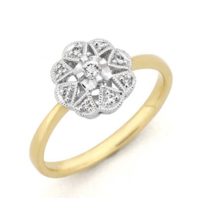 0.09 ct. t.w. Diamond Flower Ring in 14k Two-Tone Gold (H-I, I1) 