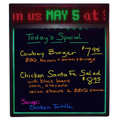 Mystiglo Menu Board with Tricolor Scrolling Messenger
