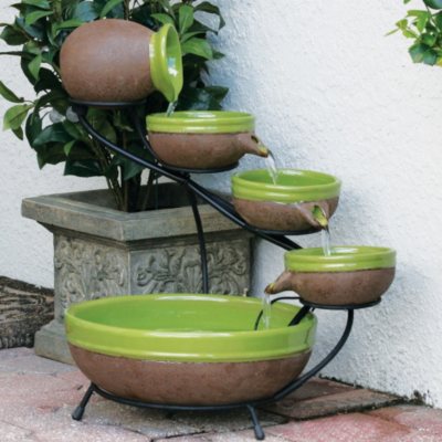 Kiwi Solar Cascade, Ceramic Glazed Rustic Brown Finish