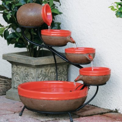 Tangerine Solar Cascade - Ceramic Glazed Rustic Brown Finish 