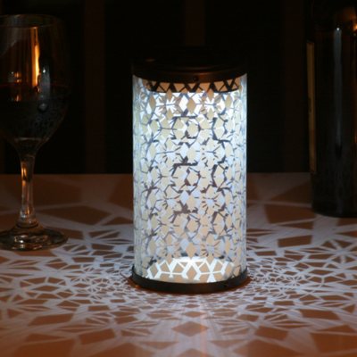 Frosted Fretwork Cylinder Solar Lantern 