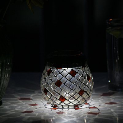 Mosaic Solar Glass Lantern - Champagne