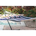 Santorini Premium Reversible Double Hammock - Navy Stripe/SolidImage