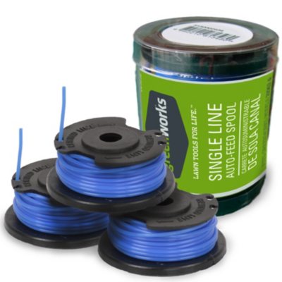 GreenWorks .065-Inch Replacement Single Line Auto-Feed Trimmer Spool, 3 Pack