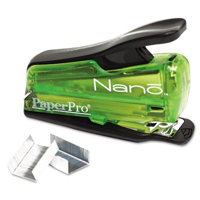 Accentra Nano Miniature Stapler, 12-Sheet Capacity, Translucent Green