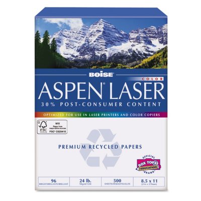 Boise - ASPEN Laser Paper, 96 Brightness, 8-1/2 x 11, White - 500 Sheets/Ream