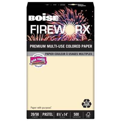 Boise - FIREWORX Colored Paper, 20lb, 8-1/2 x 14, Flashing Ivory -  500 Sheets/Ream