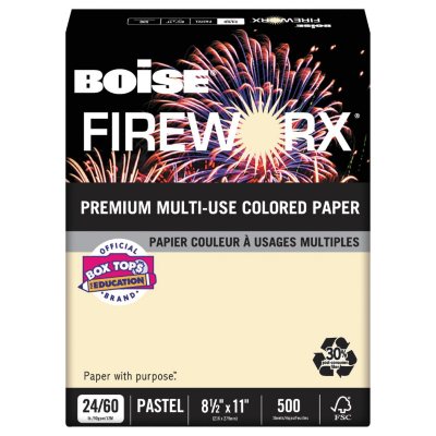 Boise FIREWORX Colored Paper, 24lb, 8-1/2 x 11, Flashing Ivory -  500 Sheets/Ream