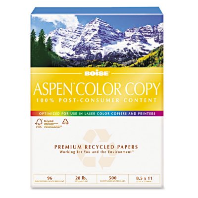 UPC 842356065018 product image for Boise - Aspen 100% Recycled Color Copy Paper, 28lb, 96 Bright, 8-1/2 x 11