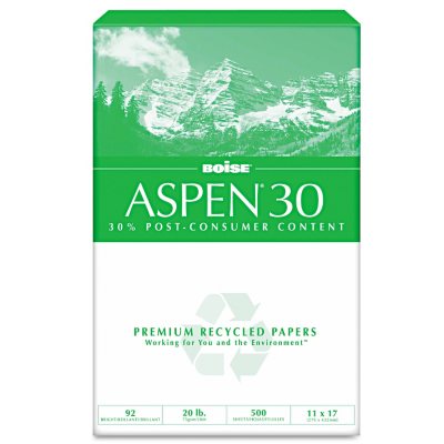 Boise - ASPEN 30% Recycled Office Paper, 92 Bright, 11 x 17, White - 2500 /Carton