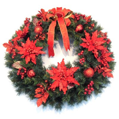 Large 36" Deluxe Poinsettia Holiday Wreath 