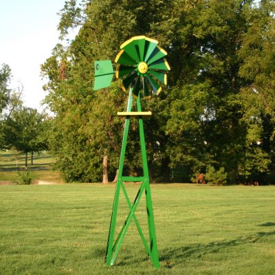 Outdoor Water Solutions Small Green & Yellow Powder Coated Backyard Windmill