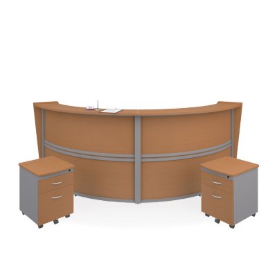 UPC 845123000045 product image for Marque Double-Unit Reception Station with 2 Locking Drawer Pedestals, Maple | upcitemdb.com