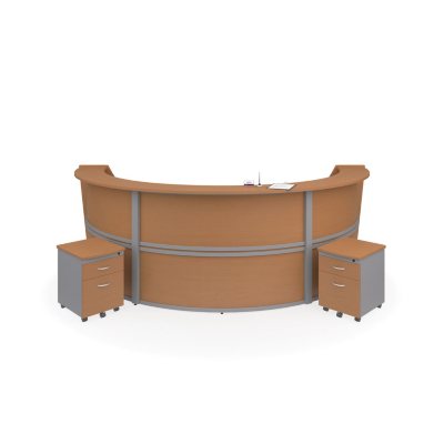 UPC 845123000076 product image for Marque Triple-Unit Reception Station with 2 Locking Drawer Pedestals, Maple | upcitemdb.com