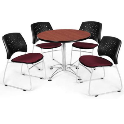 Star-Back Table and Chair Set - Wine/Cherry