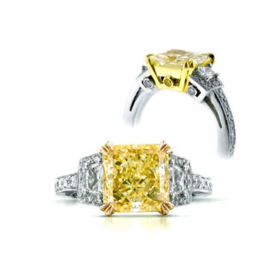 4.08 CT. T.W. Fancy Yellow Radiant-Cut Diamond Ring (Fancy Yellow, SI1)