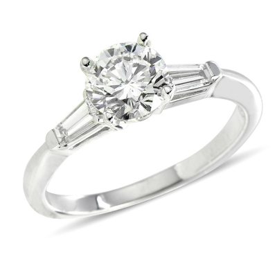 1.21 ct. t.w. Premier Diamond Collection Round + 2 Baguettes  Diamond Ring in 14k White Gold (I, SI1)