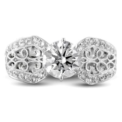 1.27 ct. t. w. Premier Diamond Collection Round and Pave' Diamond Ring in 18k White Gold (I, SI1)