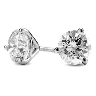 0.89 ct. t.w. Premier Diamond Collection 3-Prong Martini Round Diamond Earrings in 14k White Gold (F-G, SI2-I1)