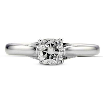 0.71 ct. Premier Diamond Collection Cushion Diamond Solitaire Ring in 14k White Gold (H, VS1)