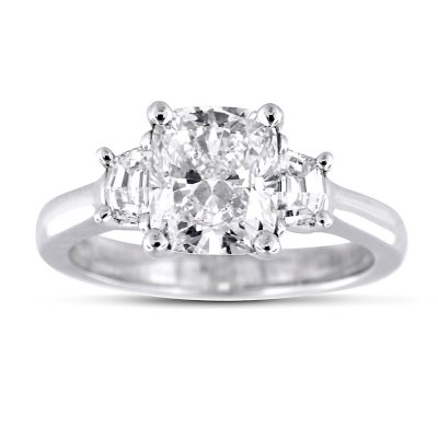 2.36 ct. t.w. Premier Diamond Collection Cushion + 2 Trapezoids  Diamond Ring in Platinum (I, SI1)