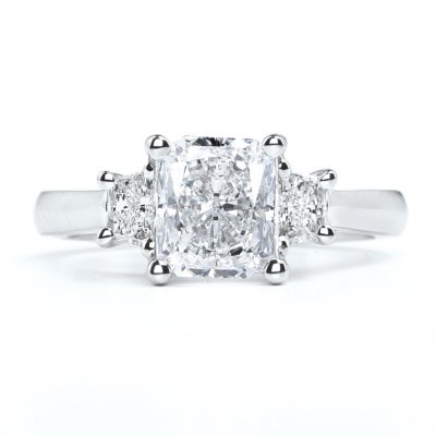 2.53 ct. t.w. Premier Diamond Collection Cushion + 2 Trapezoids  Diamond Ring in Platinum (I, SI1)