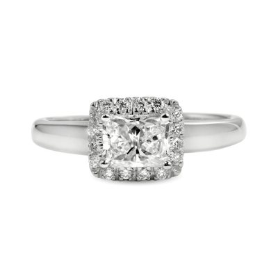 0.83 ct. t.w. Premier Diamond Collection Radiant and Pave' Diamond Ring in 14k White Gold (E, SI2)