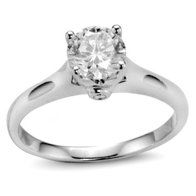 1.11 ct. t.w. Premier Diamond Collection Round Diamond Solitaire Ring + 2 Accent Diamonds in 14k White Gold (H, I1)