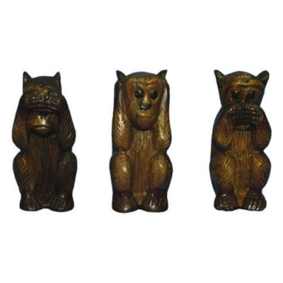 Hear/See/Speak No Evil Mango Wood Monkey Carvings