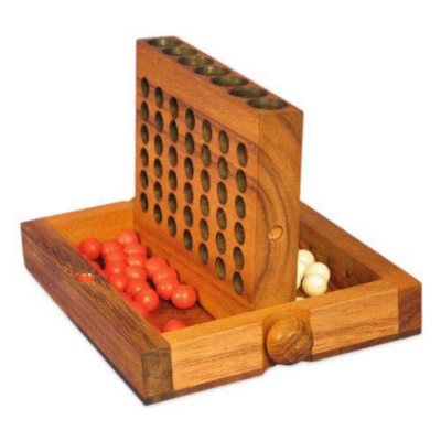 Carved Hand-Painted Travel Size Connect Four Game