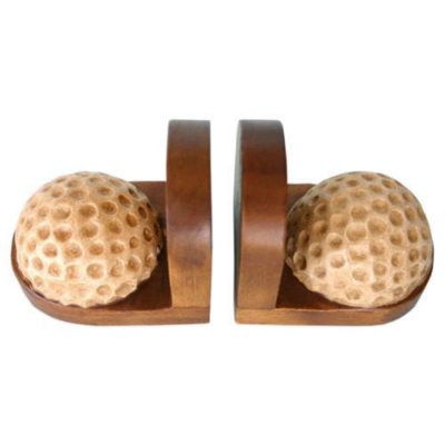 White Golf Ball Carved Wood Bookends - 2 pk.