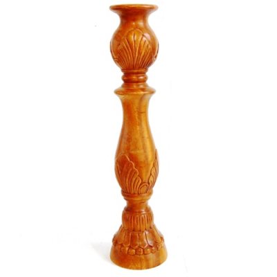 Wood Candleholder With Natural Finish